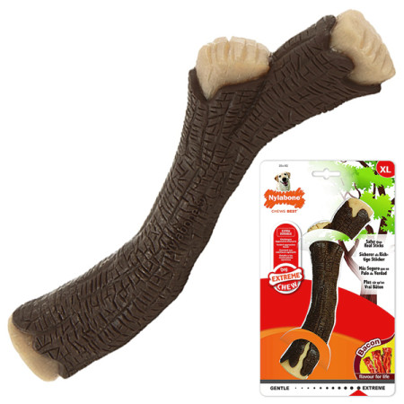 Nylabone Extreme Chew Wooden Stick НІЛАБОН ГІЛКА жувальна іграшка для собак, смак бекону, XL Nylabone Extreme Chew Wooden Stick НІЛАБОН ГІЛКА жувальна іграшка для собак, смак бекону, XL