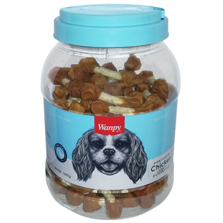 Wanpy Chicken Jerky Dumbbells ВАНПІ КІСТКА-ГАНТЕЛЬ З В’ЯЛЕНОЮ КУРКОЮ ласощі для собак Wanpy Chicken Jerky Dumbbells ВАНПІ КІСТКА-ГАНТЕЛЬ З В’ЯЛЕНОЮ КУРКОЮ ласощі для собак