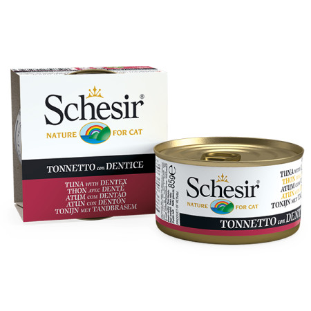 Schesir Tuna with Dentex ШЕЗІР ТУНЕЦЬ З ЗУБАНОМ в желе натуральні консерви для котів, вологий корм, банка 85г Schesir Tuna with Dentex ШЕЗІР ТУНЕЦЬ З ЗУБАНОМ в желе натуральні консерви для котів, вологий корм, банка 85г