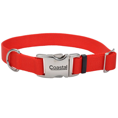 Coastal Metal Buckle КОСТАЛ ТИТАН БАКЛ ошейник для собак, 2.5х46-66см, цвет красный