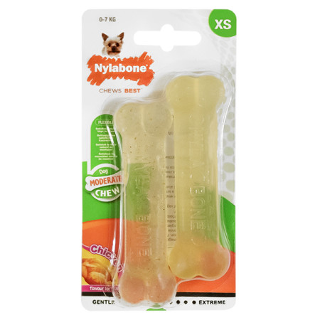 Nylabone Flexi Chew Twin Pack НІЛАБОН ФЛЕКСІ ЧЬЮ жувальна іграшка кістка для собак до 7 кг з помірним стилем гризіння, смак курки Nylabone Flexi Chew Twin Pack НІЛАБОН ФЛЕКСІ ЧЬЮ жувальна іграшка кістка для собак до 7 кг з помірним стилем гризіння, смак курки