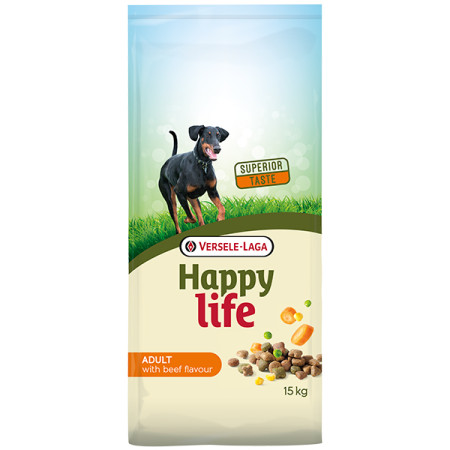 Happy Life Adult with Beef flavouring ХЕППІ ЛАЙФ ЯЛОВИЧИНА сухий преміум корм для собак усіх порід, 15 кг