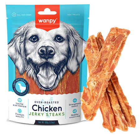 Wanpy Chicken Jerky Steaks ВАНПІ ФІЛЕ КУРКИ В’ЯЛЕНЕ СМУЖКИ ласощі для собак Wanpy Chicken Jerky Steaks ВАНПІ ФІЛЕ КУРКИ В’ЯЛЕНЕ СМУЖКИ ласощі для собак