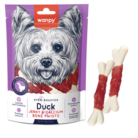 Wanpy Duck Jerky & Calcium Bone Twists ВАНПИІ КІСТКА З В’ЯЛЕНОЮ КАЧКОЮ ТА КАЛЬЦІЄМ ласощі для собак Wanpy Duck Jerky & Calcium Bone Twists ВАНПИІ КІСТКА З В’ЯЛЕНОЮ КАЧКОЮ ТА КАЛЬЦІЄМ ласощі для собак