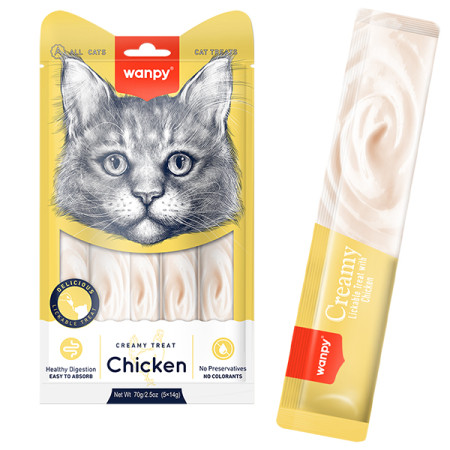 Wanpy Creamy Lickable Treats Chicken ВАНПІ КУРКА рідкі ласощі для котів Wanpy Creamy Lickable Treats Chicken ВАНПІ КУРКА рідкі ласощі для котів