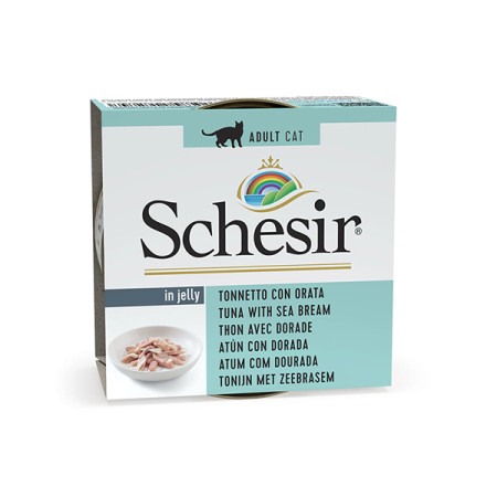 Schesir Tuna with Dorada ШЕЗІР ТУНЕЦЬ З ДОРАДОЮ в желе натуральні консерви для котів, вологий корм, банка 85г Schesir Tuna with Dorada ШЕЗІР ТУНЕЦЬ З ДОРАДОЮ в желе натуральні консерви для котів, вологий корм, банка 85г