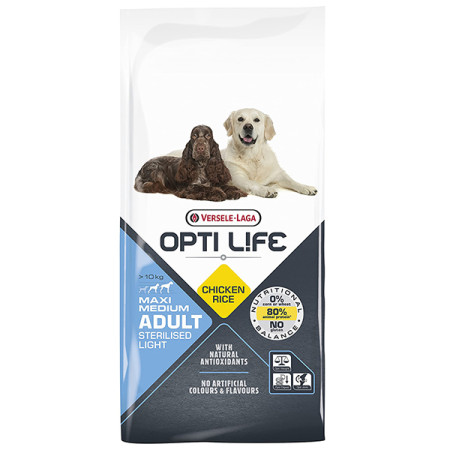 Opti Life Sterilised Light Medium & Maxi ОПТІ ЛАЙФ СТЕРІЛАЙЗИД ЛАЙТ СЕРЕДНІХ ВЕЛИКИХ сухий суперпреміум корм для стерилізованих і собак із зайвою вагою середніх і великих порід, 12.5 кг
