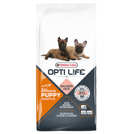 Opti Life Puppy Sensitive ОПТІ ЛАЙФ ЛОСОСЬ ДЛЯ ЦУЦЕНЯТ сухий суперпреміум корм для цуценят всіх порід, 12.5 кг