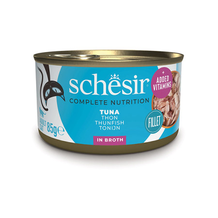 Schesir Tuna ШЕЗІР ТУНЕЦЬ в бульйоні натуральні консерви для котів, вологий корм, банка 85г Schesir Tuna ШЕЗІР ТУНЕЦЬ в бульйоні натуральні консерви для котів, вологий корм, банка 85г