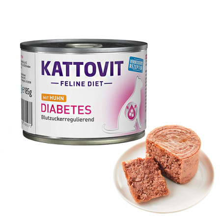 Kattovit Veterinary Diabetes КАТТОВІТ ДІАБЕТ повнораціонний вологий лікувальний корм для котів із цукровим діабетом і ожирінням, банка 185г