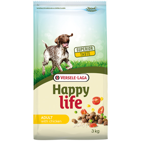 Happy Life Adult with Chicken ХЕППІ ЛАЙФ З КУРКОЮ сухий преміум корм для собак усіх порід, 3 кг