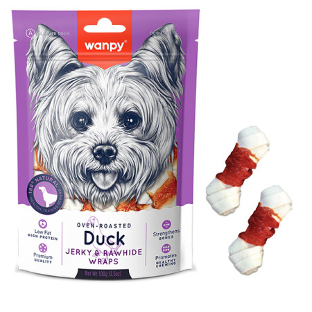 Wanpy Duck Jerky & Rawhide Wraps ВАНПІ КІСТКА З ВУЗЛАМИ ТА В’ЯЛЕНОЮ КАЧКОЮ ласощі для собак Wanpy Duck Jerky & Rawhide Wraps ВАНПІ КІСТКА З ВУЗЛАМИ ТА В’ЯЛЕНОЮ КАЧКОЮ ласощі для собак