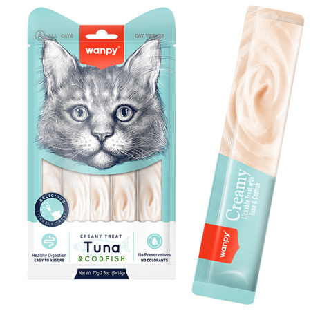 Wanpy Creamy Lickable Treats Tuna & Codfish ВАНПІ ТУНЕЦЬ З ТРІСКОЮ рідкі ласощі для котів Wanpy Creamy Lickable Treats Tuna & Codfish ВАНПІ ТУНЕЦЬ З ТРІСКОЮ рідкі ласощі для котів