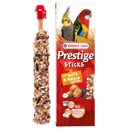 Versele-Laga Prestige Sticks Parrots Nuts & Raisin topping ВЕРСЕЛЕ-ЛАГА ОРЕХИ И ИЗЮМ лакомство для средних и крупных попугаев 2х70г Versele-Laga Prestige Sticks Parrots Nuts & Raisin topping ВЕРСЕЛЕ-ЛАГА ОРЕХИ И ИЗЮМ лакомство для средних и крупных попугаев 2х70г