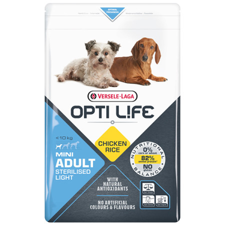 Opti Life Sterilised Light Mini ОПТІ ЛАЙФ СТЕРІЛАЙЗИД ЛАЙТ МІНІ МАЛИХ сухий суперпреміум корм для стерилізованих і собак із зайвою вагою міні та малих порід, 2.5 кг
