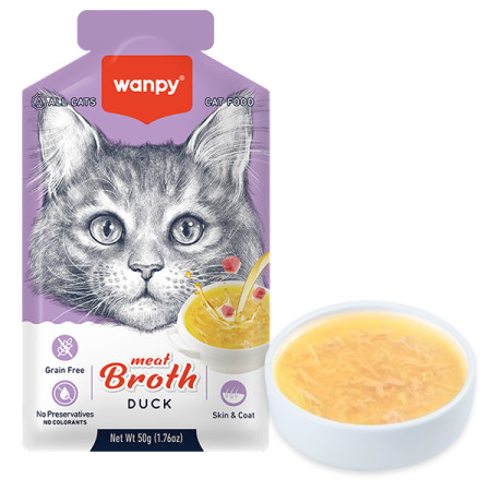 Wanpy Meat Broths Duck ВАНПІ СУП З КАЧКОЮ беззерновий рідкий корм для котів, пауч 50г Wanpy Meat Broths Duck ВАНПІ СУП З КАЧКОЮ беззерновий рідкий корм для котів, пауч 50г
