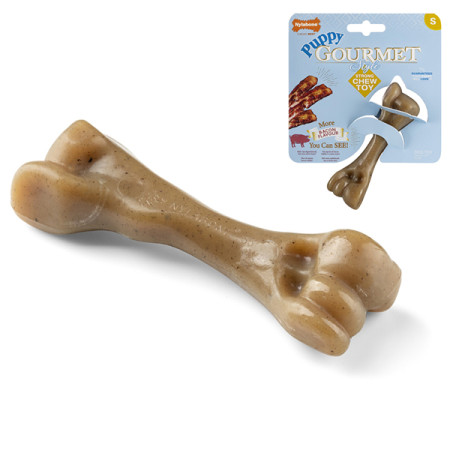 Nylabone Gourmet Puppy Femur Bacon НІЛАБОН ГУРМЕ ПАППІ КІСТКА жувальна іграшка для цуценят, смак бекону Nylabone Gourmet Puppy Femur Bacon НІЛАБОН ГУРМЕ ПАППІ КІСТКА жувальна іграшка для цуценят, смак бекону