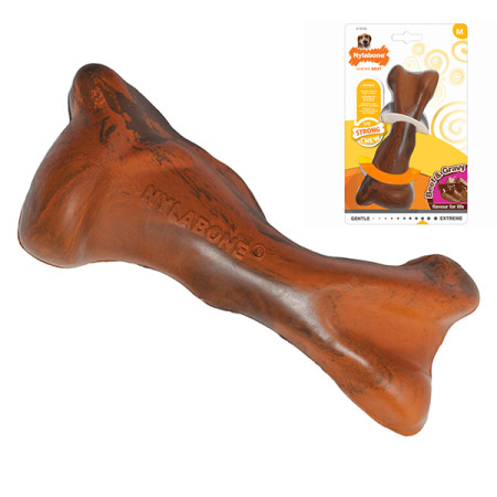Nylabone Strong Chew Rubber Bone Beef with Gravy НІЛАБОН БІФ КІСТКА жувальна іграшка для собак, смак яловичини з підливою, М Nylabone Strong Chew Rubber Bone Beef with Gravy НІЛАБОН БІФ КІСТКА жувальна іграшка для собак, смак яловичини з підливою, М
