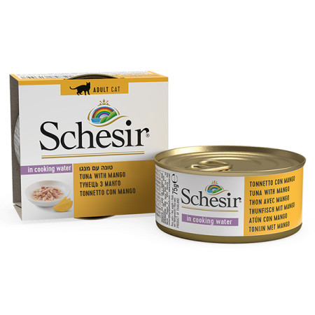 Schesir Tuna with Mango ШЕЗІР ТУНЕЦЬ З МАНГО в бульйоні натуральні консерви для котів, вологий корм, банка 75г Schesir Tuna with Mango ШЕЗІР ТУНЕЦЬ З МАНГО в бульйоні натуральні консерви для котів, вологий корм, банка 75г