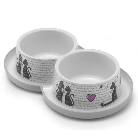 Moderna Double Trendy Dinner Cats in Love МОДЕРНА ВЛЮБЛЕННЫЕ КОТЫ двойная миска для котов, 2х350мл Moderna Double Trendy Dinner Cats in Love МОДЕРНА ВЛЮБЛЕННЫЕ КОТЫ двойная миска для котов, 2х350мл