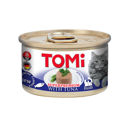 TOMi Tuna ТОМІ ТУНЕЦЬ мус консерви для котів, банка 85г TOMi Tuna ТОМІ ТУНЕЦЬ мус консерви для котів, банка 85г