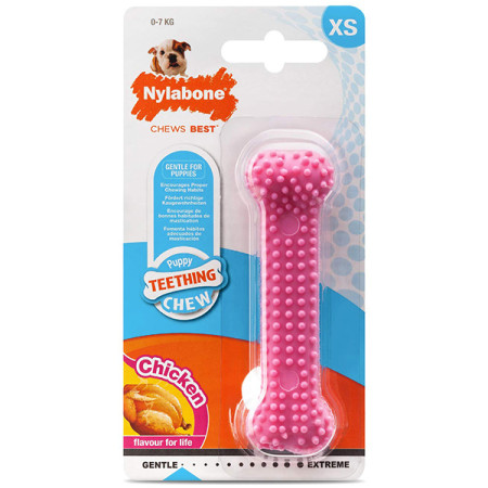 Nylabone Puppy Chew Dental Bone НІЛАБОН ДЕНТАЛ БОУН жувальна іграшка кістка для цуценят, смак курки, рожева Nylabone Puppy Chew Dental Bone НІЛАБОН ДЕНТАЛ БОУН жувальна іграшка кістка для цуценят, смак курки, рожева