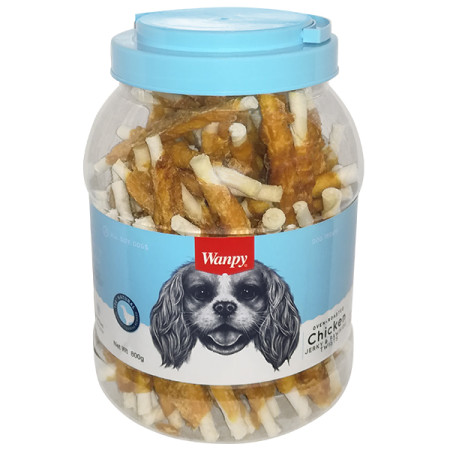 Wanpy Chicken Jerky & Rawhide Twists ВАНПІ ПАЛИЧКА З В’ЯЛЕНОЮ КУРКОЮ ласощі для собак Wanpy Chicken Jerky & Rawhide Twists ВАНПІ ПАЛИЧКА З В’ЯЛЕНОЮ КУРКОЮ ласощі для собак
