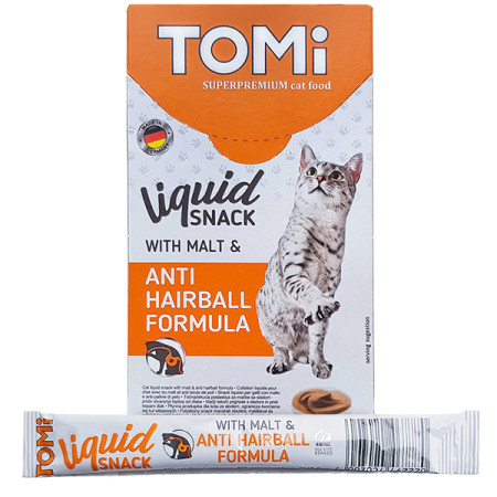 TOMi Liquid Snack Malt & Hairball ТОМІ ВИВЕДЕННЯ ШЕРСТІ з солодом рідкі ласощі для котів TOMi Liquid Snack Malt & Hairball ТОМІ ВИВЕДЕННЯ ШЕРСТІ з солодом рідкі ласощі для котів