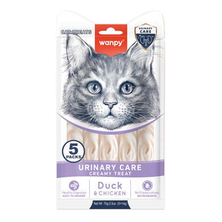 Wanpy Functional Creamy Lickable Treat Urinary Care ВАНПІ УРІНАРІ функціональні рідкі ласощі для котів із сечокам’яною хворобою Wanpy Functional Creamy Lickable Treat Urinary Care ВАНПІ УРІНАРІ функціональні рідкі ласощі для котів із сечокам’яною хворобою