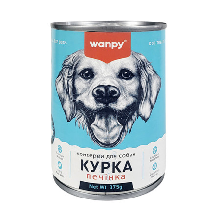 Wanpy Chicken & Liver ВАНПІ КУРКА ПЕЧІНКА паштет вологий корм консерви для собак, банка 375г Wanpy Chicken & Liver ВАНПІ КУРКА ПЕЧІНКА паштет вологий корм консерви для собак, банка 375г