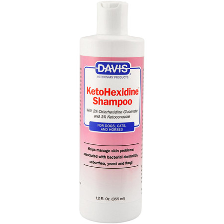 Davis KetoHexidine Shampoo ДЭВИС КЕТОГЕКСИДИН шампунь с 2% хлоргексидином и 1% кетоконазолом для собак и котов с заболеваниями кожи, 0.355 л