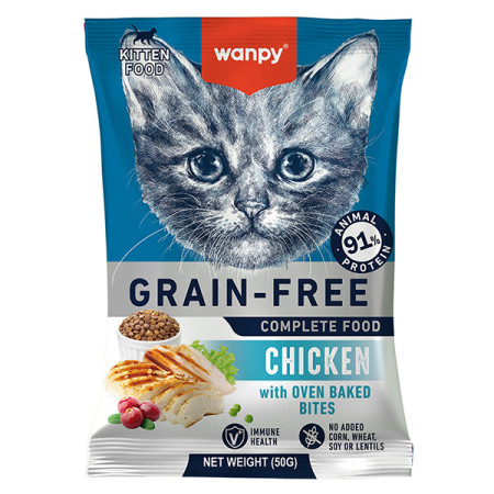 Wanpy Kitten Grain Free Chicken ВАНПІ КУРКА ДЛЯ КОШЕНЯТ сухий беззерновий корм, 50 г Wanpy Kitten Grain Free Chicken ВАНПІ КУРКА ДЛЯ КОШЕНЯТ сухий беззерновий корм, 50 г