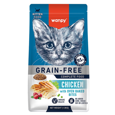Wanpy Kitten Grain Free Chicken ВАНПІ КУРКА ДЛЯ КОШЕНЯТ сухий беззерновий корм, 1.5 кг Wanpy Kitten Grain Free Chicken ВАНПІ КУРКА ДЛЯ КОШЕНЯТ сухий беззерновий корм, 1.5 кг