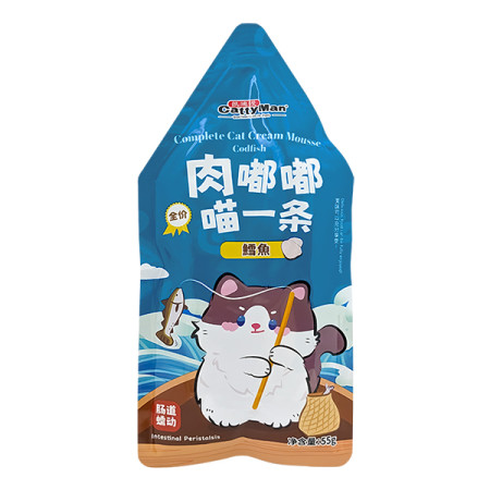 Cattyman Cream Mousse Codfish КЕТТИМЕН ТРЕСКА мусс полнорационный беззерновой влажный корм для кошек и котят, пауч 55г Cattyman Cream Mousse Codfish КЕТТИМЕН ТРЕСКА мусс полнорационный беззерновой влажный корм для кошек и котят, пауч 55г