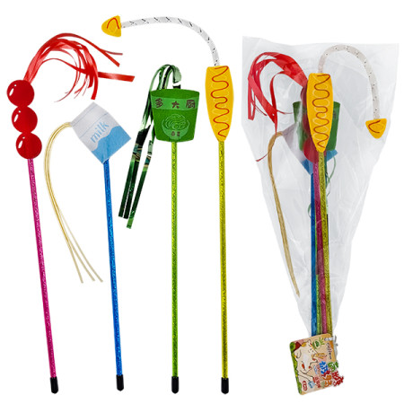 Cattyman Cat Wand Toy КЕТТИМЕН ДРАЖНИЛКА игрушка для кошек, набор 4шт