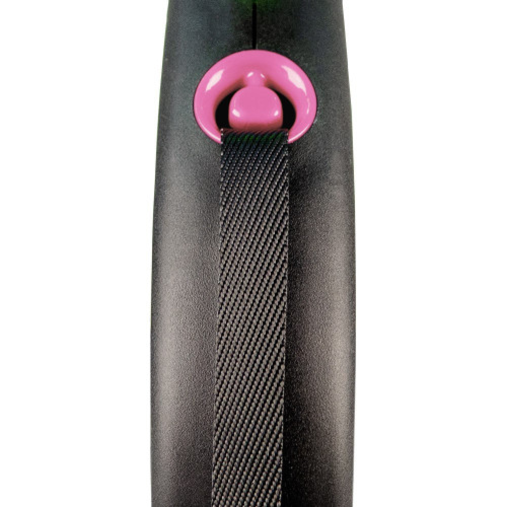 Повідець-рулетка Flexi для собак Black Design стрічка рожева розмір S 5 м/15 кг