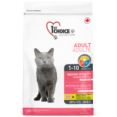 1st Choice Adult Indoor Vitality Chicken ФЕСТ ЧОЙС КУРИЦА ВИТАЛИТИ сухой суперпремиум корм для котов, 2.72 кг