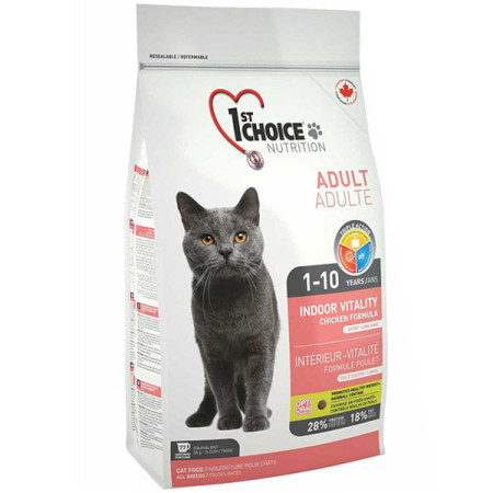 1st Choice Adult Indoor Vitality Chicken ФЕСТ ЧОЙС КУРИЦА ВИТАЛИТИ сухой суперпремиум корм для котов, 5.44 кг