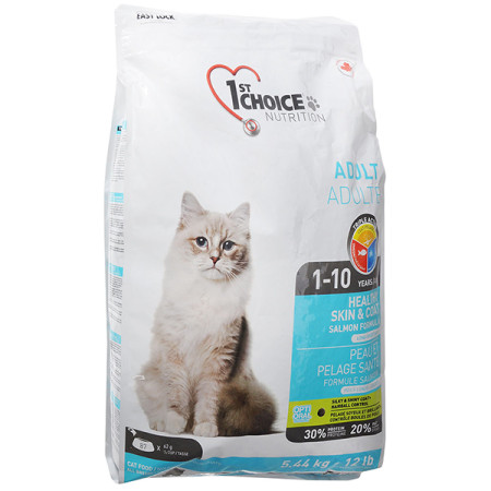 1st Choice Adult Healthy Skin&Coat ФЕСТ ЧОЙС ХЕЛЗИ ЛОСОСЬ сухой суперпремиум корм для котов, 5.44 кг