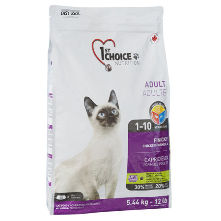 1st Choice Adult Finicky Chicken ФЕСТ ЧОЙС ФИНИКИ КУРИЦА сухой суперпремиум корм для котов привередливых и активных, 5.44 кг