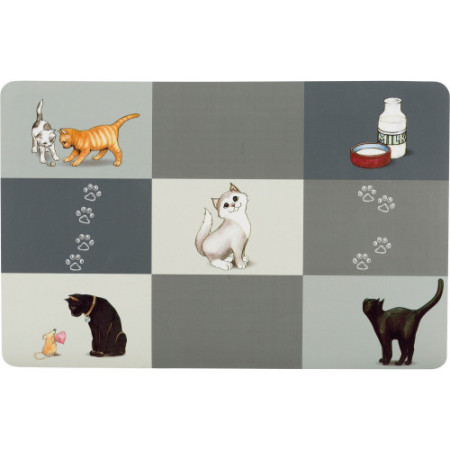 Килимок під миску Trixie для котів Patchwork сірий пластик 44х28 см Килимок під миску Trixie для котів Patchwork сірий пластик 44х28 см