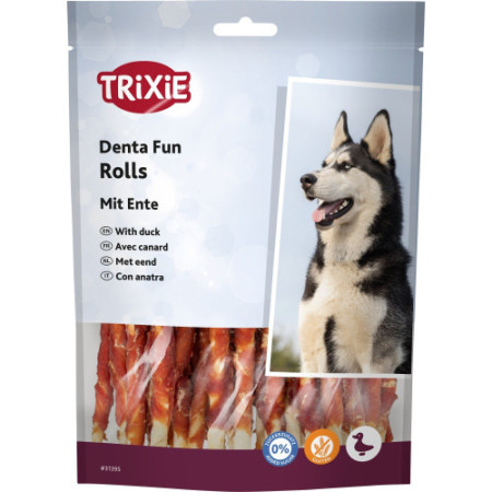 Ласощі Trixie Denta Fun Chewing Rolls для собак Паличка для чищення зубів з качкою 12 см 240 г 30 шт Ласощі Trixie Denta Fun Chewing Rolls для собак Паличка для чищення зубів з качкою 12 см 240 г 30 шт