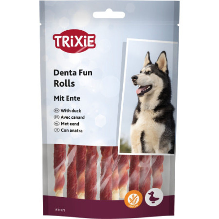 Ласощі Trixie Denta Fun Rolls with Duck для собак Паличка для чищення зубів з качкою 12 см 80 г 10 шт Ласощі Trixie Denta Fun Rolls with Duck для собак Паличка для чищення зубів з качкою 12 см 80 г 10 шт