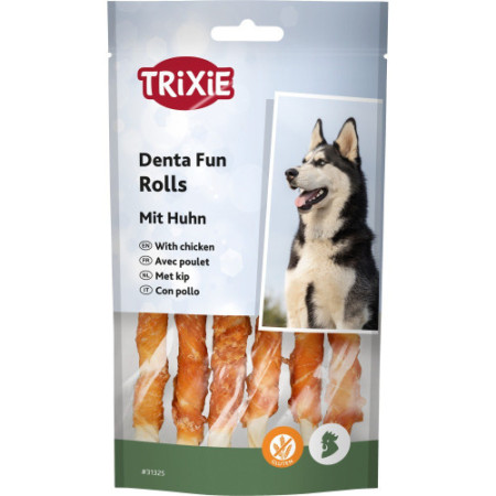 Ласощі Trixie Denta Fun Chewing Rolls для собак Паличка для чищення зубів з куркою 12 см 70 г 6 шт Ласощі Trixie Denta Fun Chewing Rolls для собак Паличка для чищення зубів з куркою 12 см 70 г 6 шт
