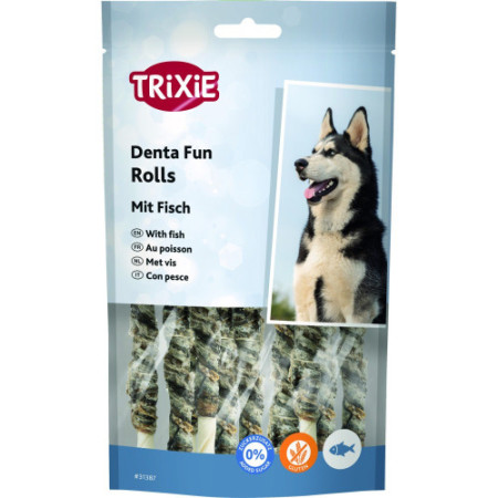 Ласощі Trixie Denta Fun для собак Роли жувальні натуральна шкіра 12 см 75 г 10 шт/уп Ласощі Trixie Denta Fun для собак Роли жувальні натуральна шкіра 12 см 75 г 10 шт/уп