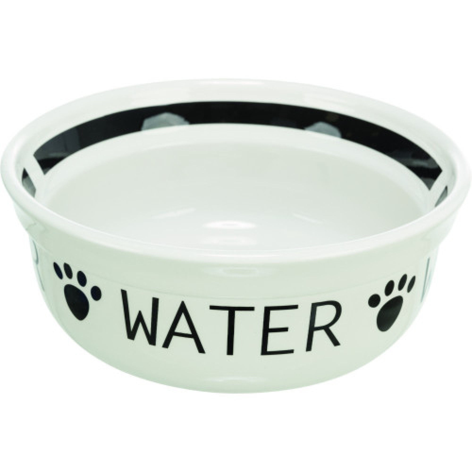 Миска Trixie Water керамическая для собак 0,25 л диаметр 13 см бело-черная