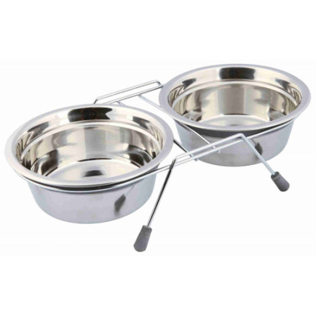 Миски Trixie для собак Eat on Feet подвійні металеві на нековзаючій підставці 2x900 мл/16 см Миски Trixie для собак Eat on Feet подвійні металеві на нековзаючій підставці 2x900 мл/16 см
