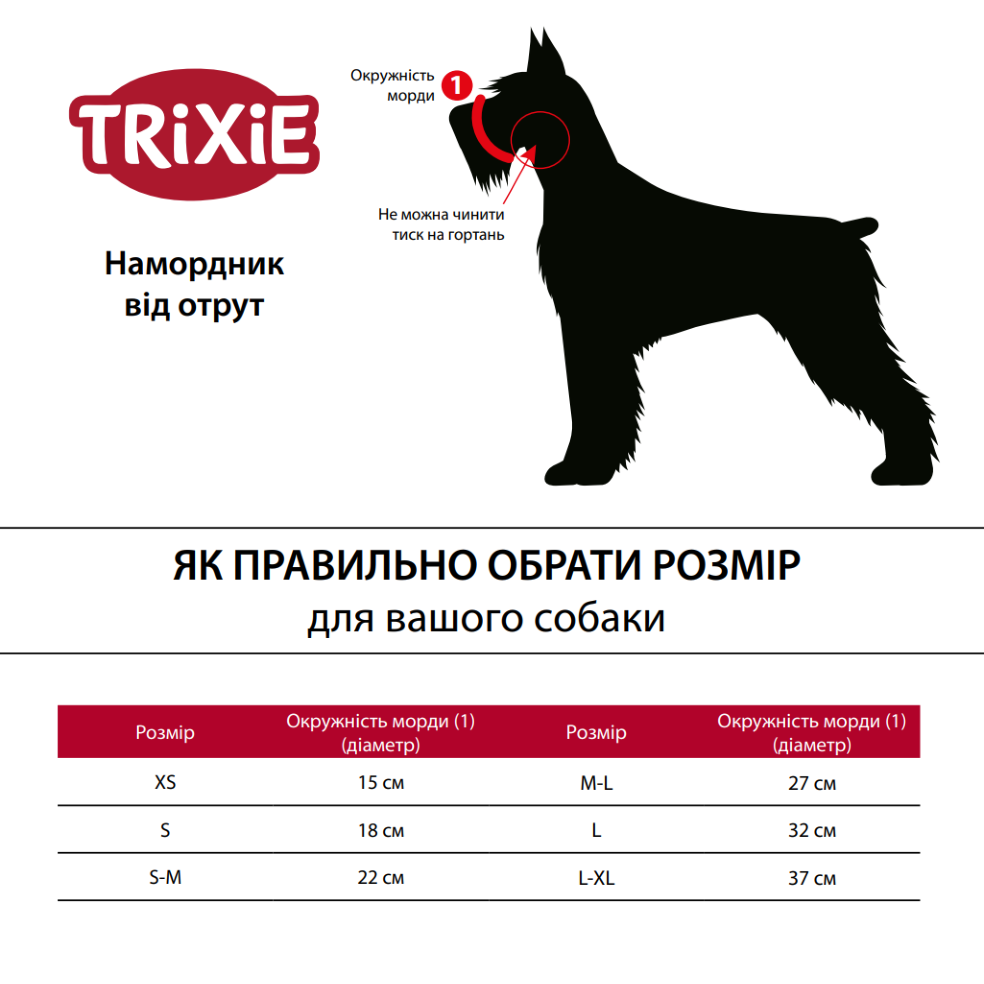 Намордник Trixie для собак для защиты от ядов нейлоновый M-L 27 см/22-46 см