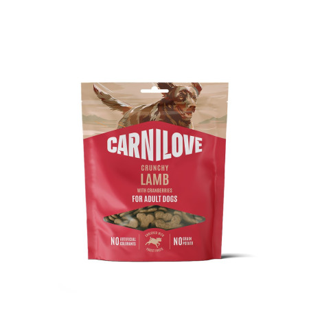 Ласощі Carnilove Crunchy Snack Lamb with Cranberries для собак хрусткі ягня і журавлина 200 г