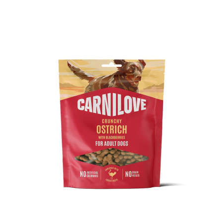 Ласощі Carnilove Crunchy Snack Ostrich with Blackberries для собак хрусткі страус і ожина 200 г